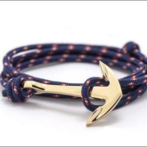 Navy & Red Luxury Anchor Bracelet